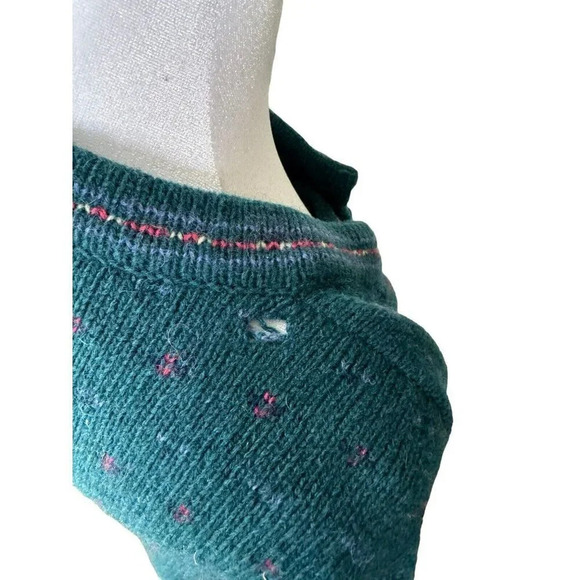 Vtg 90s Eddie Bauer Womens Medium Country Primitive Wool Knit Cardigan Sweater - Picture 4 of 10